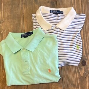 Lot of 2 Polo Ralph Lauren Men's XL Classic Fit Polo Shirts Set Green Blue White